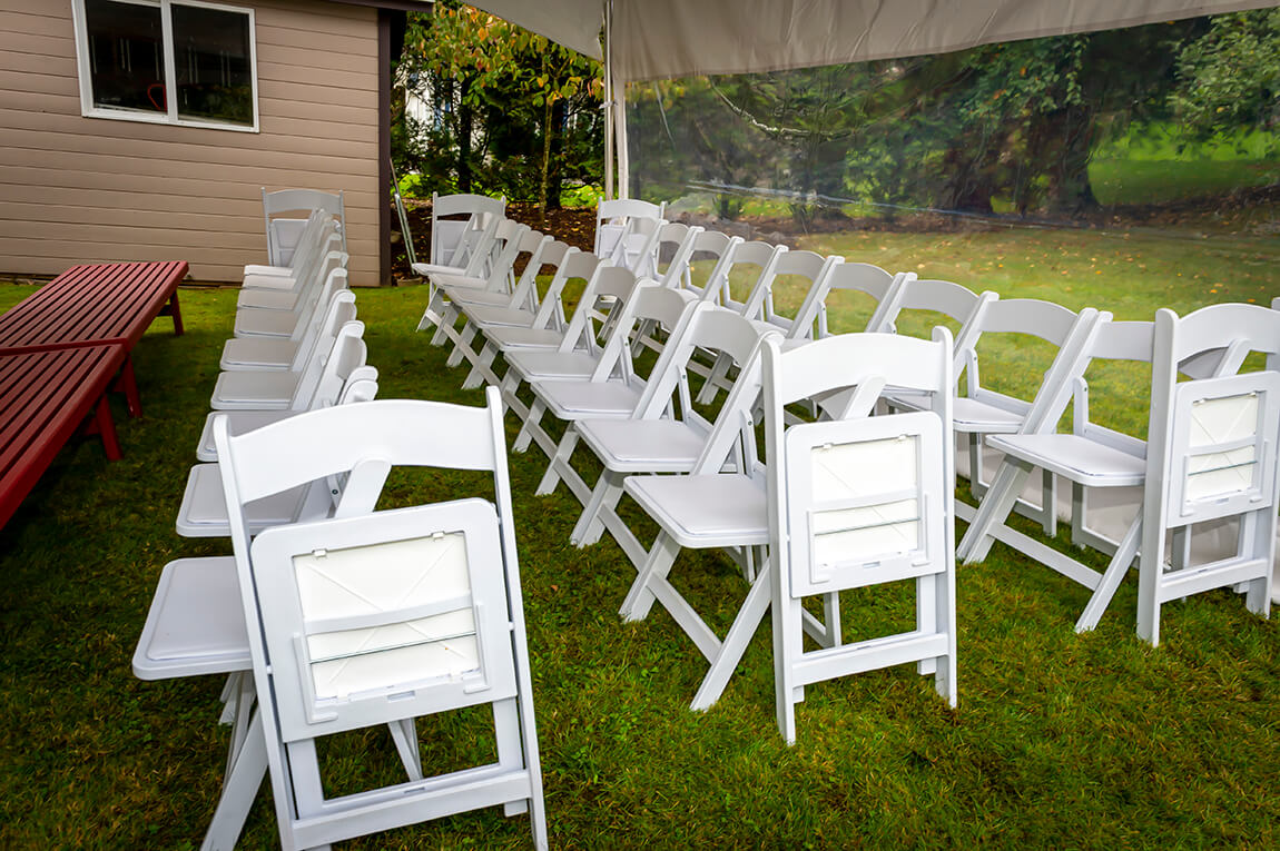 Party Event Rentals Tent Equipment Rentals Abbotsford BC   White Folding Chairs Rental 